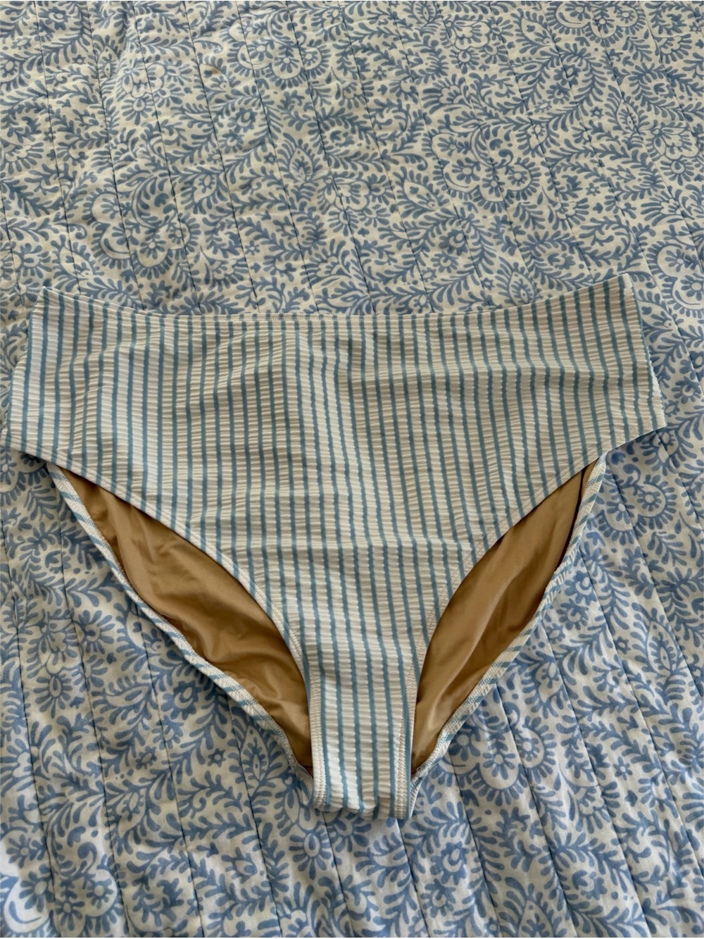 Striped High-Waist Bikini Bottom